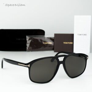Tom Ford Women Sunglasses Shiny Black Smoke Pilot FT1000/S PIERRE 01A BRAND NEW
